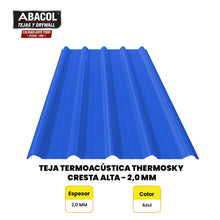 Cargar imagen en el visor de la galería, Teja UPVC Termoacústica Thermosky Cresta Alta - 2.0mm (Azul)