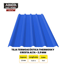 Cargar imagen en el visor de la galería, Teja UPVC Termoacústica Thermosky Cresta Alta - 2.0mm (Azul)