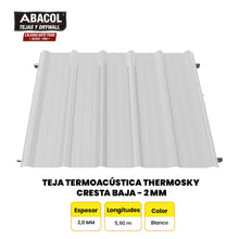 Cargar imagen en el visor de la galería, Teja UPVC Termoacústica Thermosky Cresta Baja - 2.0mm