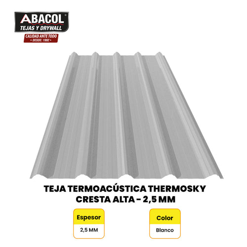 Teja UPVC Cresta Alta 2,5 mm Blanca 